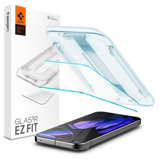Spigen EZ FIT Displayschutzfolie für Google Pixel 9 / 9 Pro, Glas geschützt, Vollverklebung, Set 2 Stück, 2.5D AGL08442 AGL08442