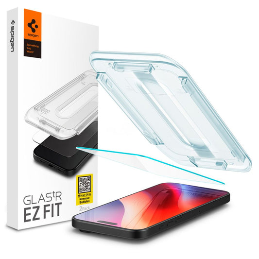 Spigen EZ FIT Screen Protector for Apple iPhone 16 Pro, Full Glue, Glass Protected AGL07935