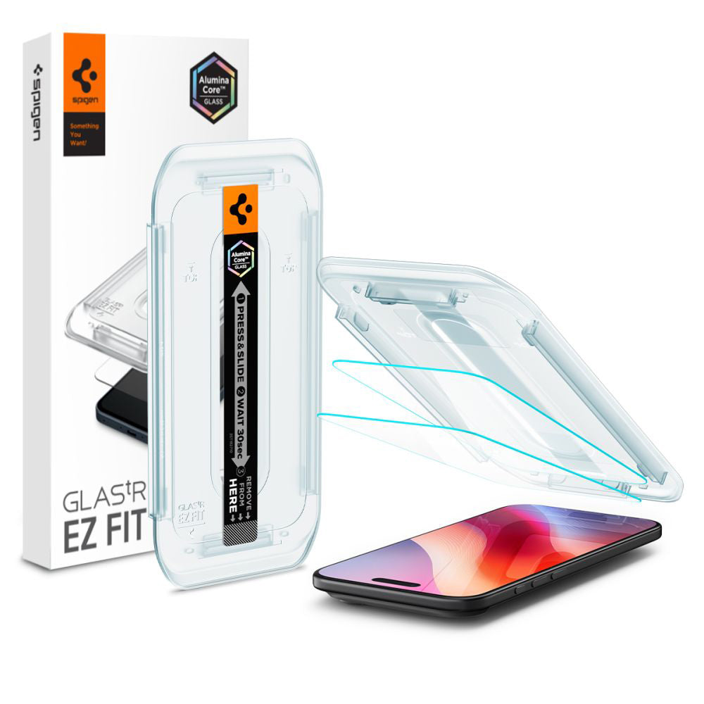 Schutzfolie Spigen GlastR EZ FIT für Apple iPhone 17 Air, gehärtetes Glas, Full Glue, Set mit 2 Stück AGL09861