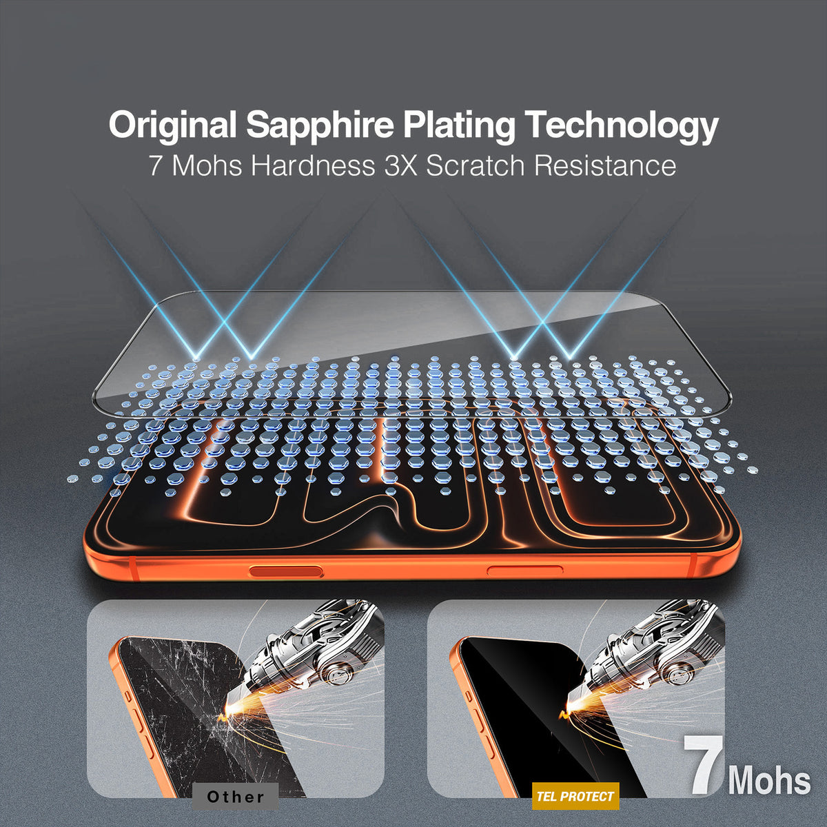 Tel Protect 10X HD DLC Diamond Coating Displayschutzfolie für Apple iPhone 18 Pro Max / 17 Pro Max, gehärtetes Glas, vollflächig klebend, schwarz