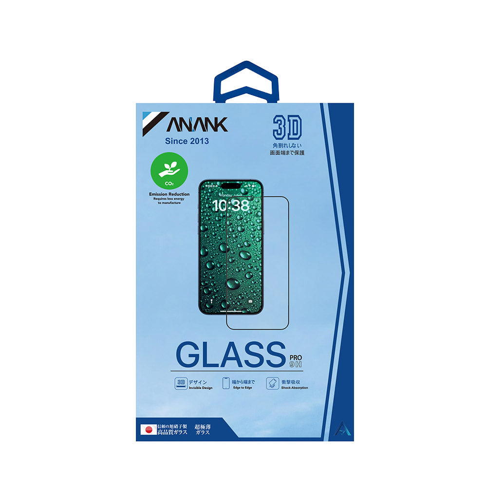 Anank 3X Verstärkte Unsichtbare Displayschutzfolie für Apple iPhone 16 Pro, Gehärtetes Glas, Vollkleber, 3D, Schwarz