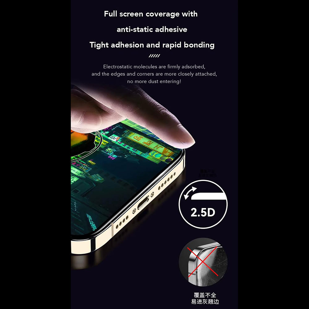 Anank Anti-Fingerprint Displayschutzfolie für Apple iPhone 14 Pro Max, gehärtetes Glas, Vollkleber, 2,5D, Schwarz