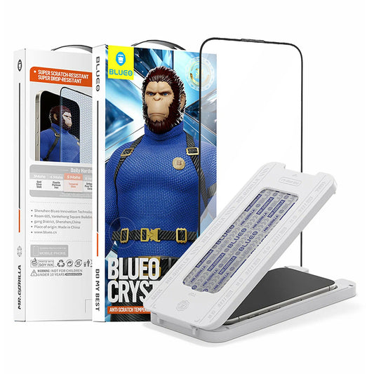 Schutzfolie Blueo Crystal Anti-Kratz Applikator für Apple iPhone 17 Air, gehärtetes Glas, Full Glue, Schwarz