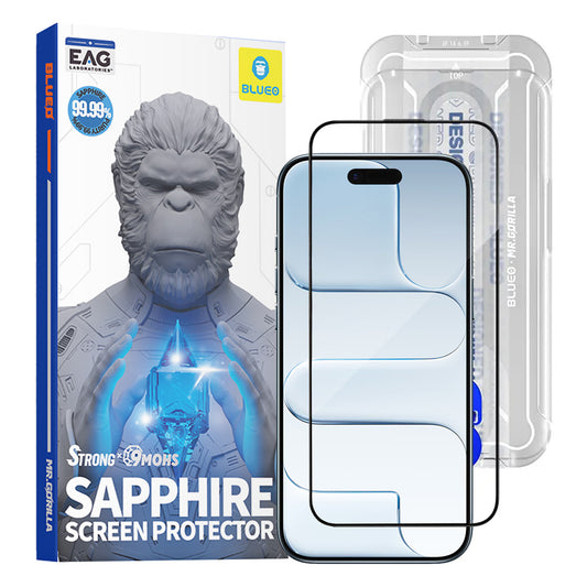 Schutzfolie Blueo Sapphire Applicator Pro für Apple iPhone 17 Air, Gehärtetes Glas, Vollkleber
