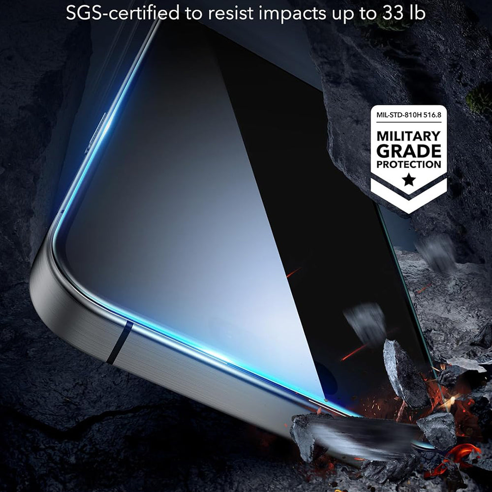 Schutzfolie ESR Bildschirm für Apple iPhone 17 / 16 Pro, Gehärtetes Glas, Vollverklebung, Set 3 Stück, Schwarz