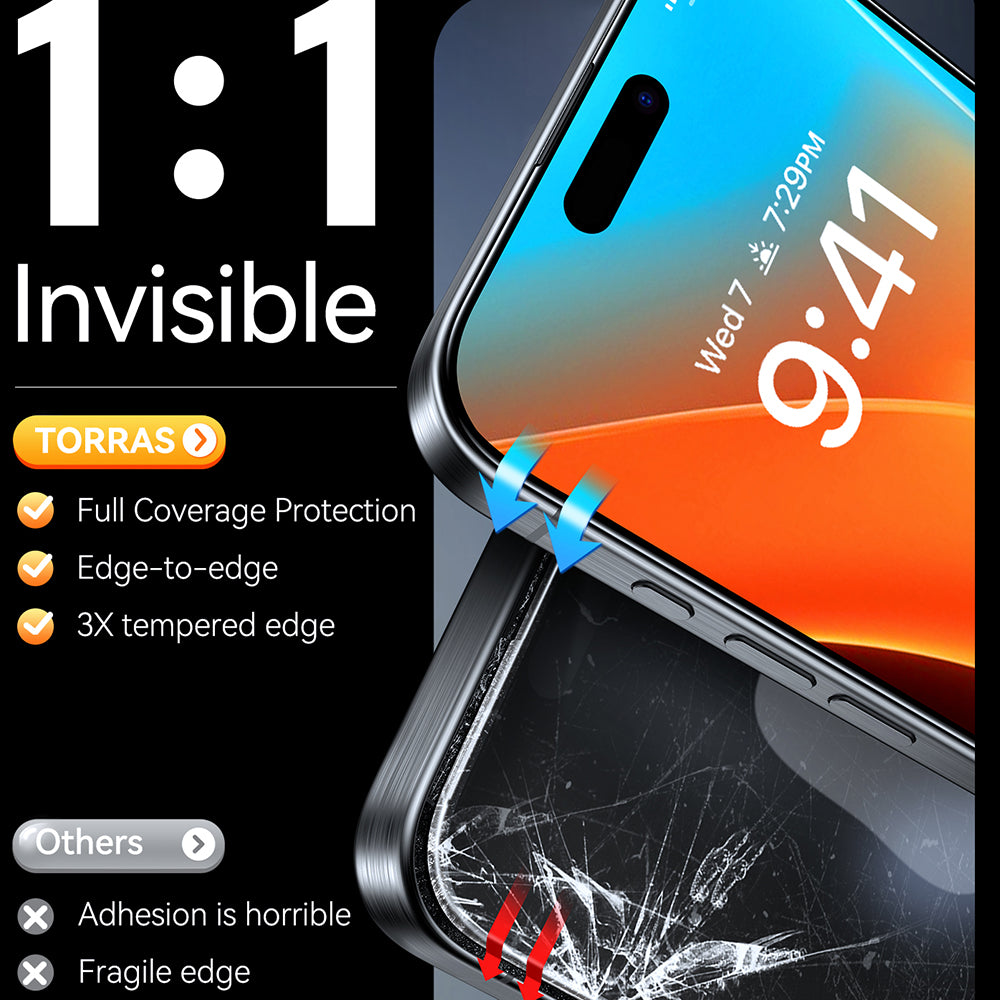 Torras GlassGo Install Master Screen Protector for Apple iPhone 17 Air, Tempered Glass, Full Glue