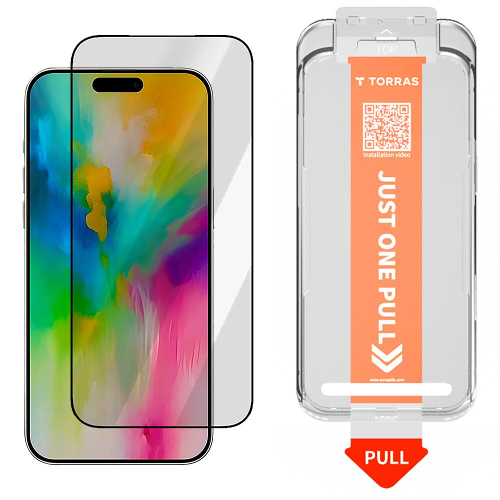 Schutzfolie Torras GlassGo Install Master für Apple iPhone 17, gehärtetes Glas, Full Glue