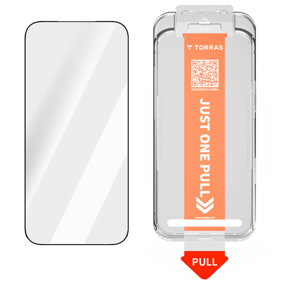 Schutzfolie Torras GlassGo Install Master für Apple iPhone 17, gehärtetes Glas, Full Glue