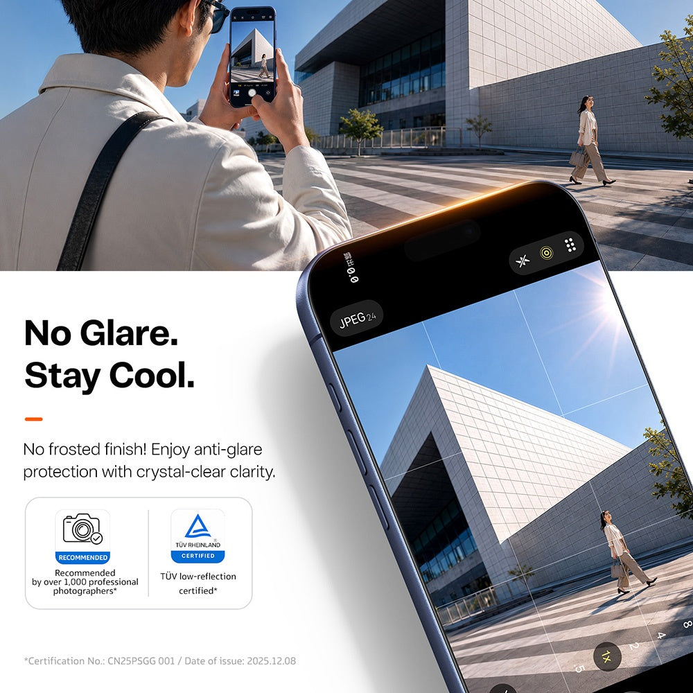Torras Sunview AR Displayschutzfolie für Apple iPhone 18 Pro Max / 17 Pro Max, gehärtetes Glas, Full Glue