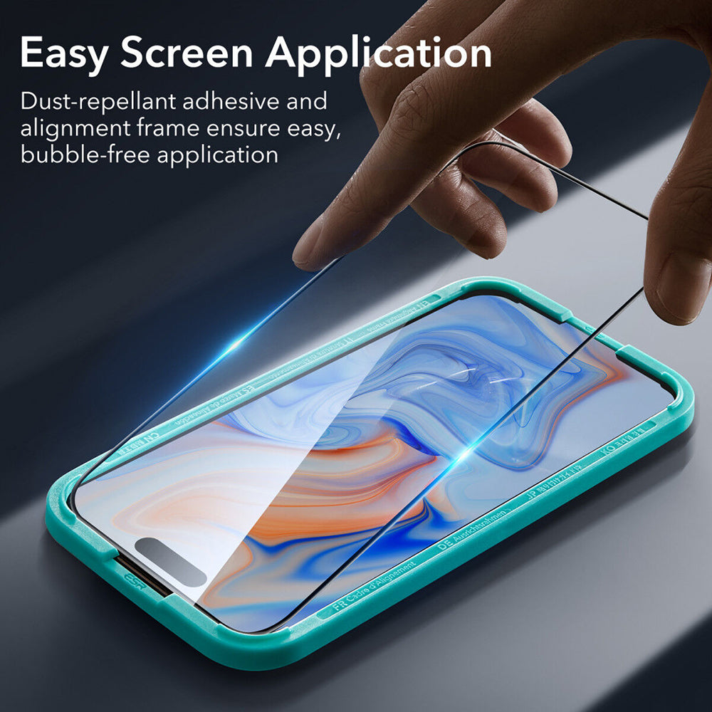 Schutzfolie ESR Bildschirm für Apple iPhone 15, Gehärtetes Glas, Vollkleber, Schwarz