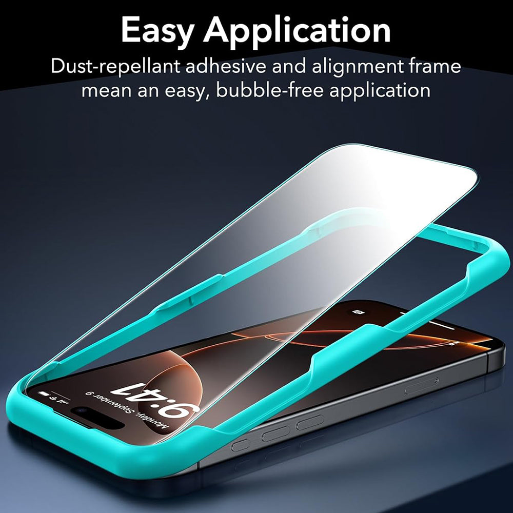 Schutzfolie ESR Bildschirm für Apple iPhone 17 Pro, Gehärtetes Glas, Vollverklebung, Set 3 Stück