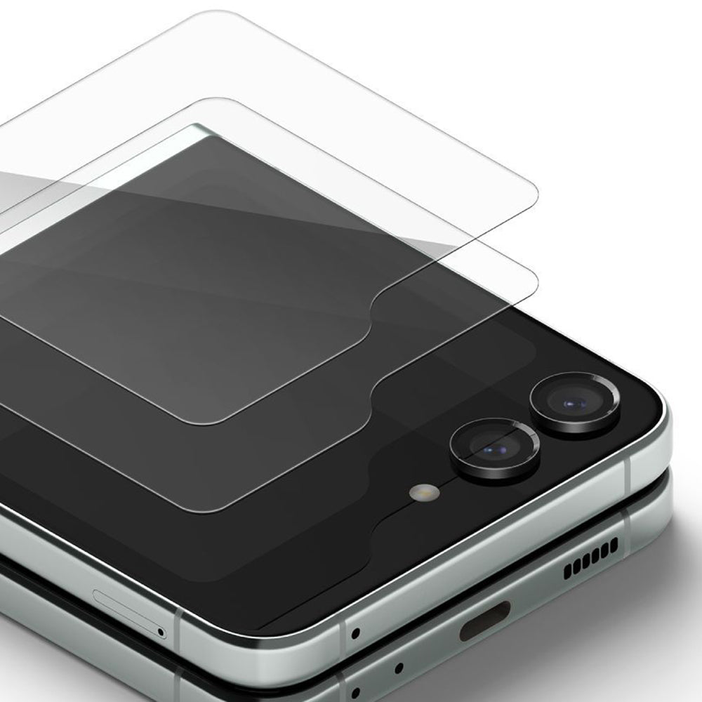 Schutzfolie Außenbildschirm Ringke für Samsung Galaxy Z Flip5 F731, Gehärtetes Glas, Vollkleber, Set mit 2 Stück
