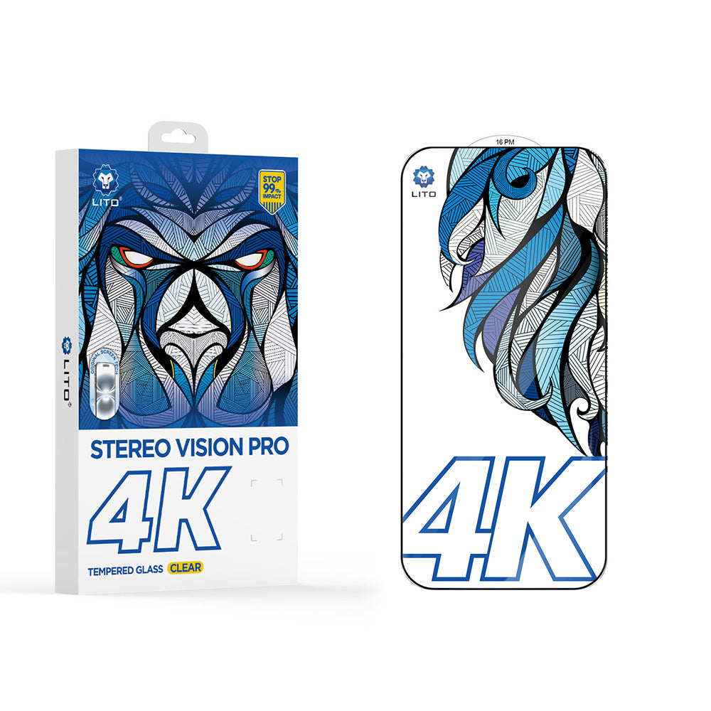 Schutzfolie Lito D+ Max 4K für Apple iPhone 17 / 16 Pro, gehärtetes Glas, Vollkleber, Schwarz