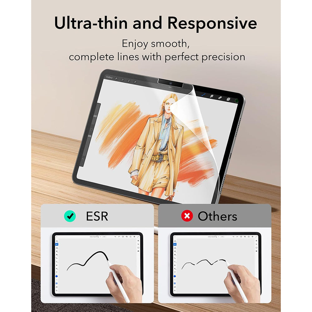 Mattes ESR Paper Feel Displayschutzfolie für Apple iPad Air 13 (2026) / Air 13 (2025) / Air 13 (2024), Kunststoff, Vollflächig Klebend, 2 Stück Set