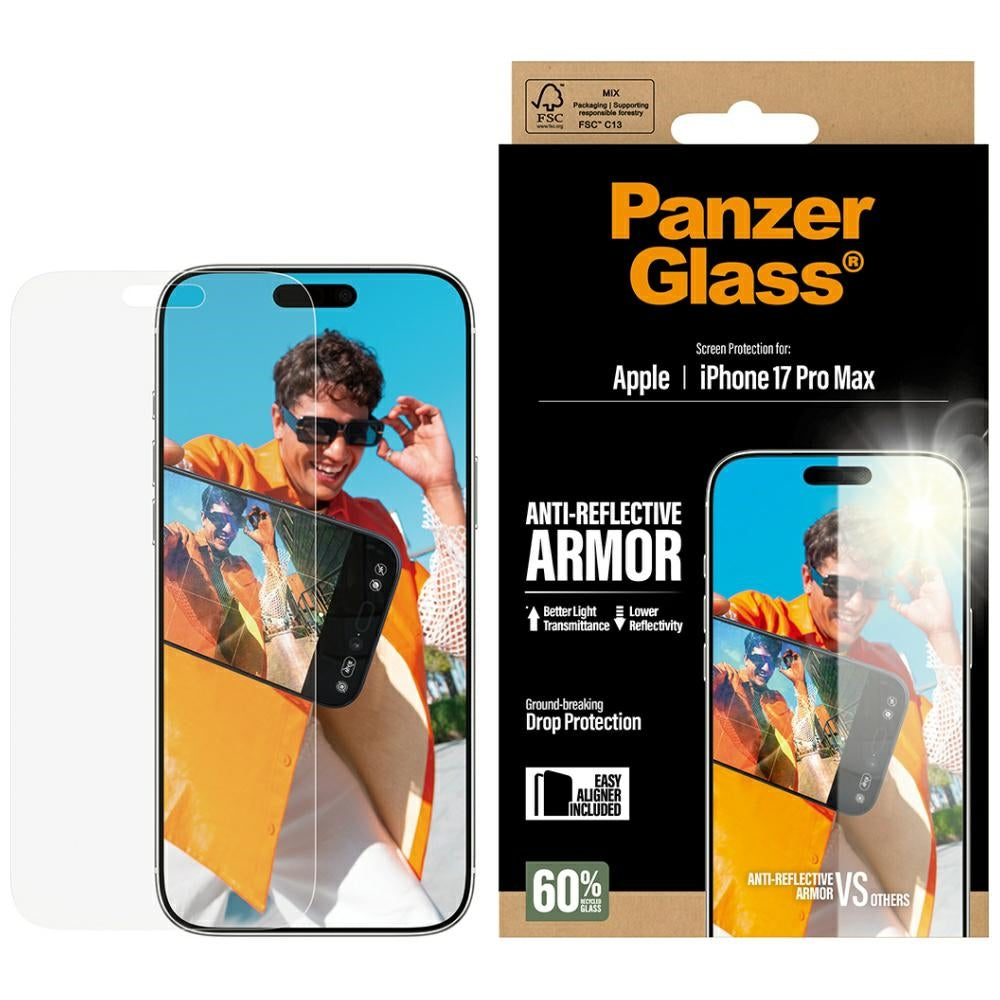 Schutzfolie Matte PanzerGlass Armor EasyAligner für Apple iPhone 17 Pro Max, Gehärtetes Glas, Vollkleber