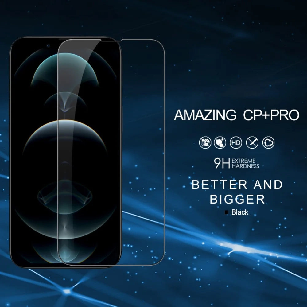 Nillkin CP+ Pro Displayschutzfolie für Apple iPhone 17e / 16e / 14 / 13 Pro / 13, gehärtetes Glas, Vollkleber, Schwarz