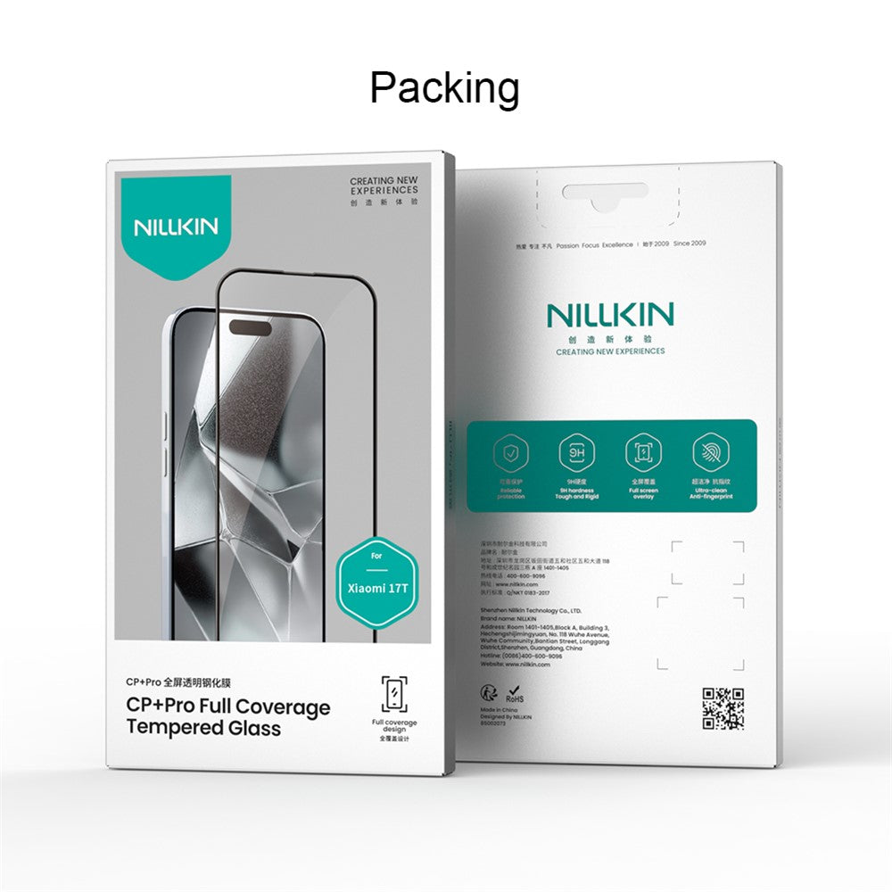 Nillkin CP+ Pro Displayschutzfolie für Xiaomi 17T, gehärtetes Glas, Vollkleber, Schwarz