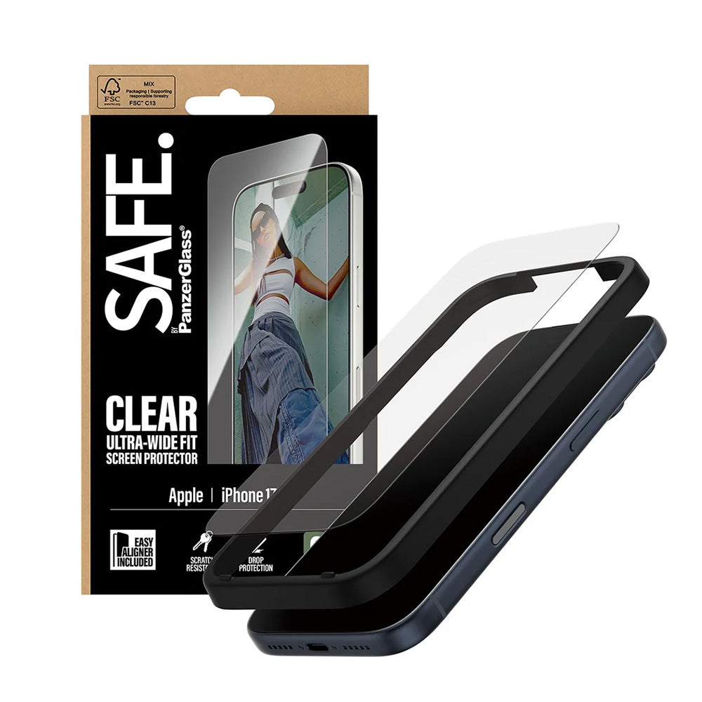 PanzerGlass Safe Screen Protector. Ultra-Wide Fit EasyAligner for Apple iPhone 18 Pro / 17 Pro, Tempered Glass, Full Glue