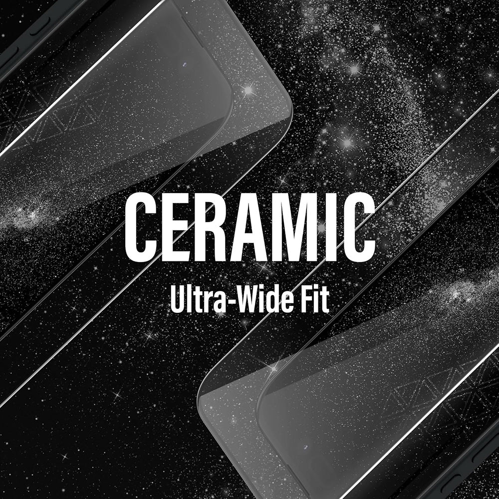 Schutzfolie PanzerGlass Ultra-Wide Ceramic II EasyAligner für Apple iPhone 17 / 16 Pro, gehärtetes Glas, Vollkleber, Schwarz