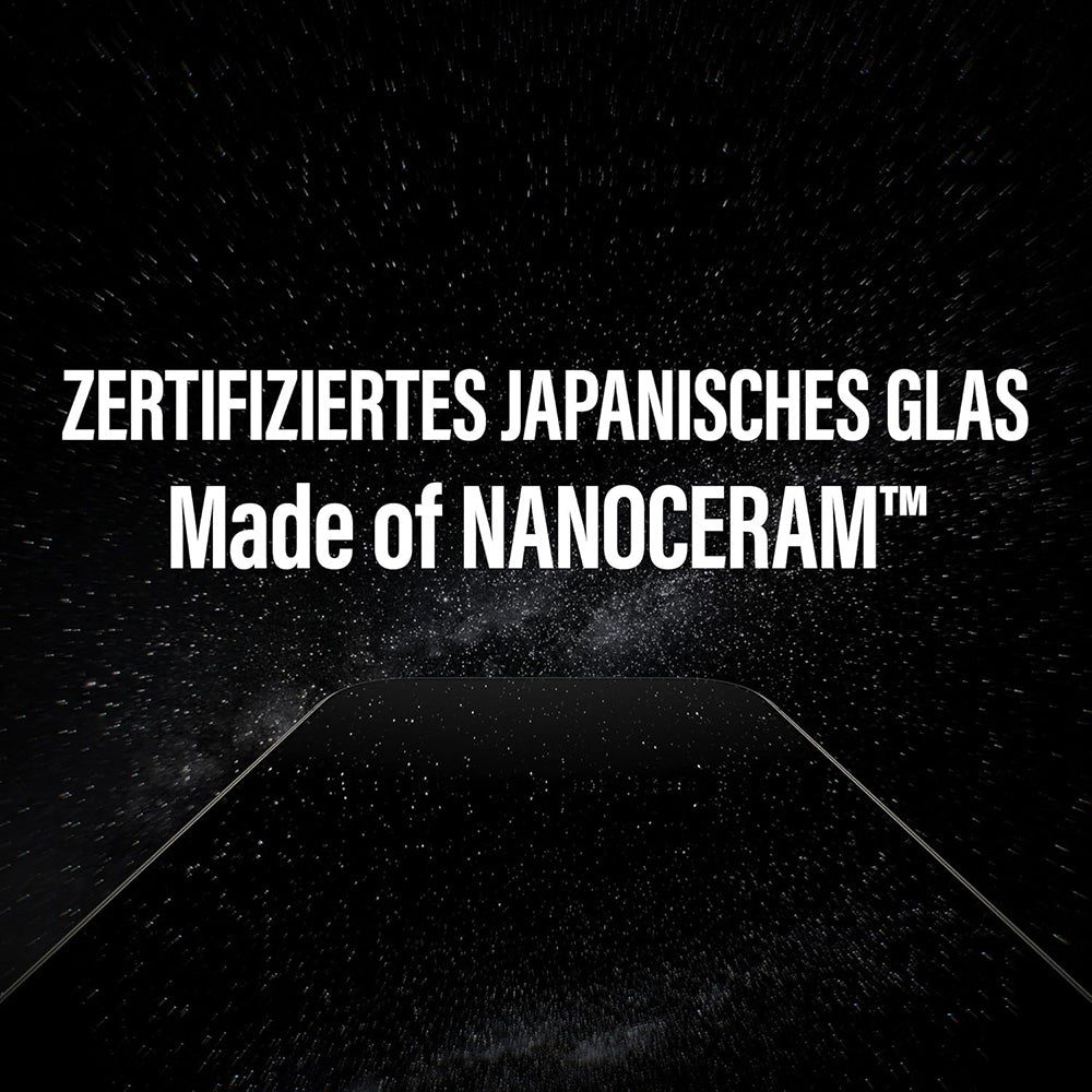 Schutzfolie PanzerGlass Ultra-Wide Ceramic II EasyAligner für Apple iPhone 17 / 16 Pro, gehärtetes Glas, Vollkleber, Schwarz