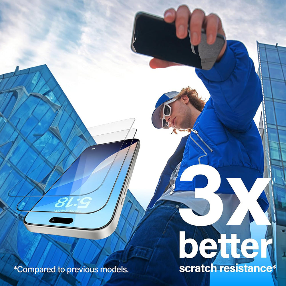 Schutzfolie PanzerGlass Ultra-Wide Fit für Apple iPhone 16 Plus / 15 Plus, gehärtetes Glas, Full Glue, Schwarz