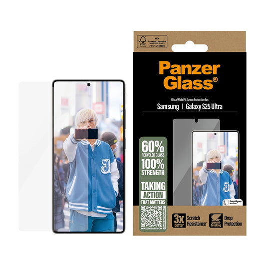 PanzerGlass Ultra-Wide Fit Screen Protector for Samsung Galaxy S25 Ultra S938, Tempered Glass, Full Glue