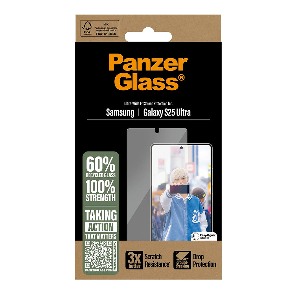 Schutzfolie PanzerGlass Ultra-Wide Fit für Samsung Galaxy S25 Ultra S938, gehärtetes Glas, Full Glue