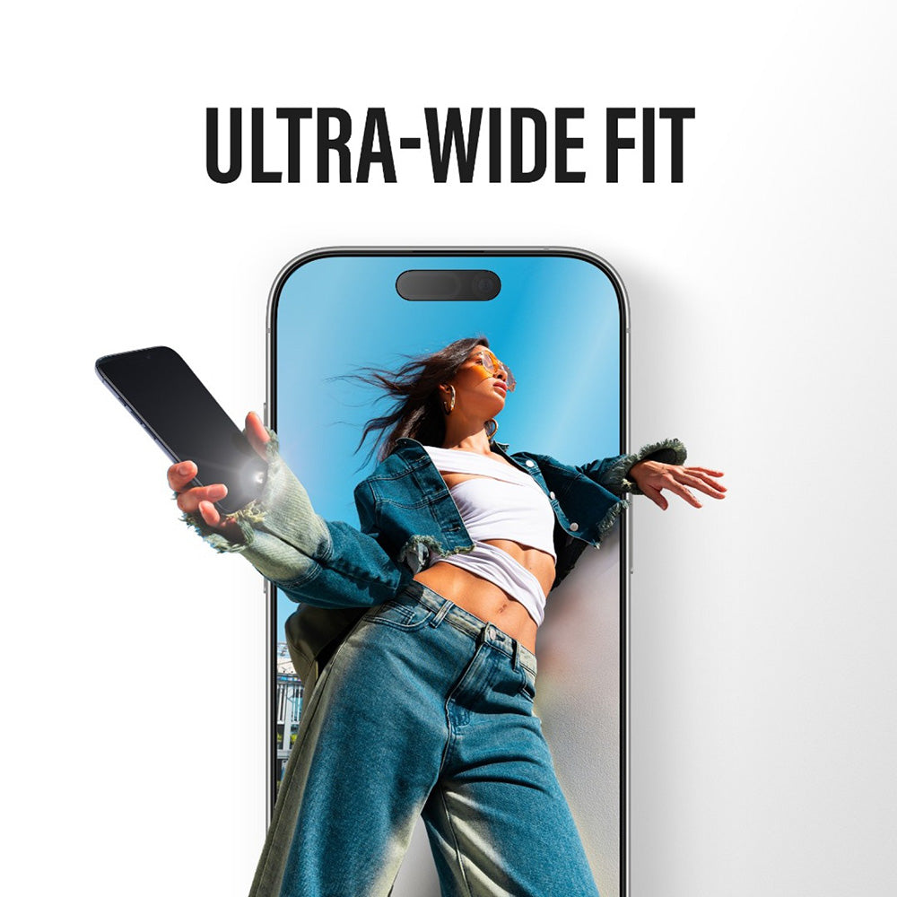 Schutzfolie PanzerGlass Ultra-Wide Fit Stealth Fastfit für Apple iPhone 17 / 16 Pro, gehärtetes Glas, Full Glue, Schwarz