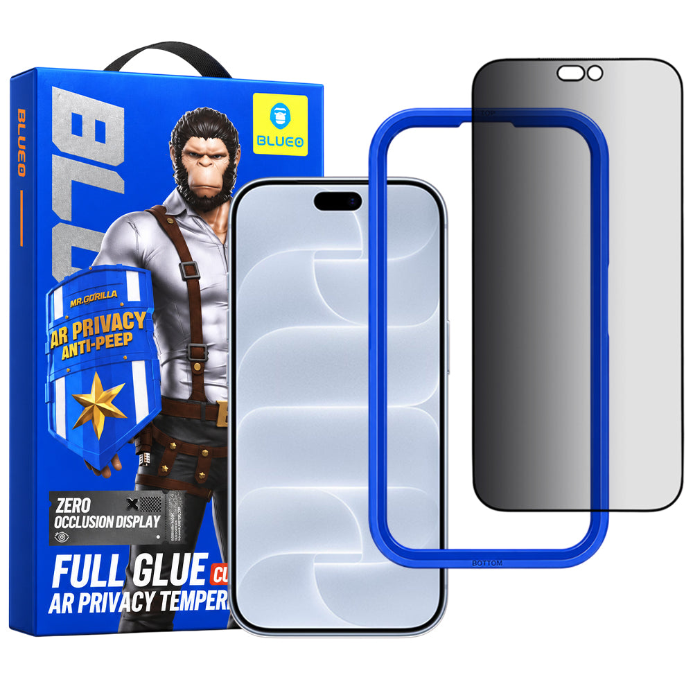 Blueo Privacy Anti-Peep-AR-Displayschutzfolie für Apple iPhone 18 Pro, gehärtetes Glas, Full Glue, 3D