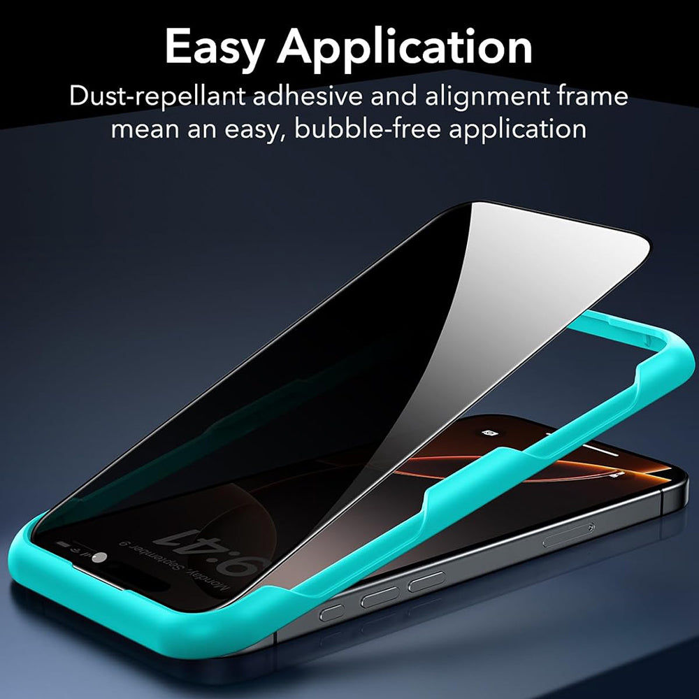 Schutzfolie Ecran Privacy ESR für Apple iPhone 17 Pro, Gehärtetes Glas, Vollverklebung, Set mit 3 Stück