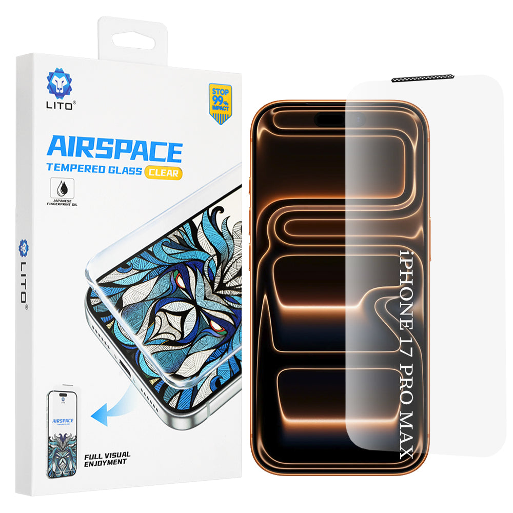 Lito Airspace Border Displayschutzfolie für Apple iPhone 18 Pro Max / 17 Pro Max, gehärtetes Glas, Vollkleber