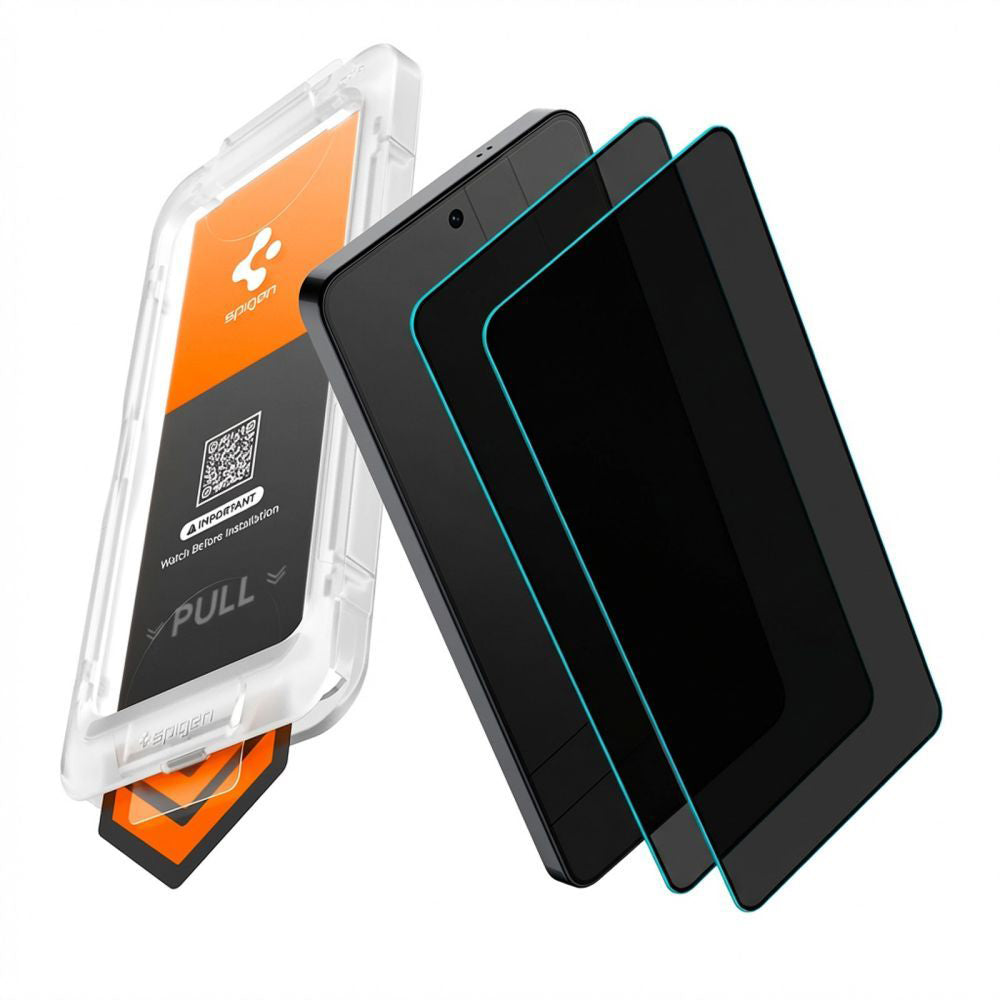 Spigen GlastR EZ FIT Pro HD Privacy Screen Protector for Samsung Galaxy S26 Plus S947, Tempered Glass, Full Glue, Set of 2 pieces AGL11085