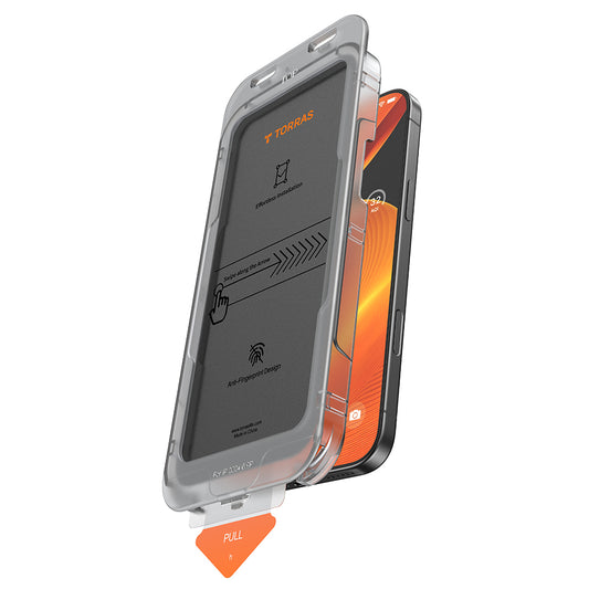 Privacy-Schutzfolie Torras GlassGo Install Master für Apple iPhone 16 Pro Max, Sicherheitsglas, Vollkleber