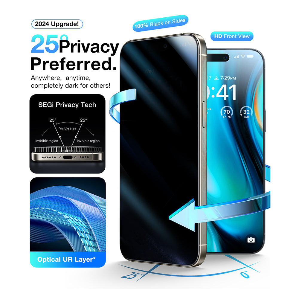 Schutzfolie Privacy Torras GlassGo Install Master für Apple iPhone 17, Gehärtetes Glas, Vollkleber