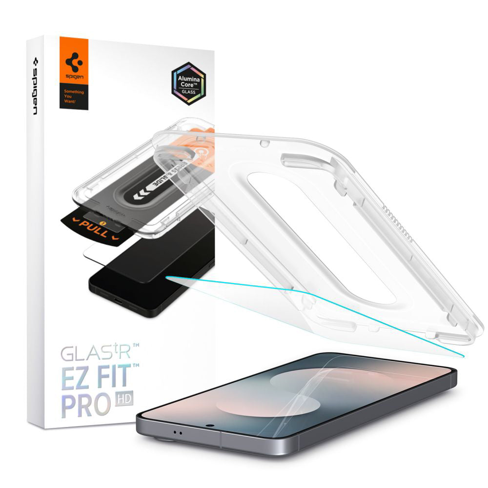 Schutzfolie Spigen GlastR EZ FIT Pro HD für Samsung Galaxy S25 FE, gehärtetes Glas, Full Glue AGL10203