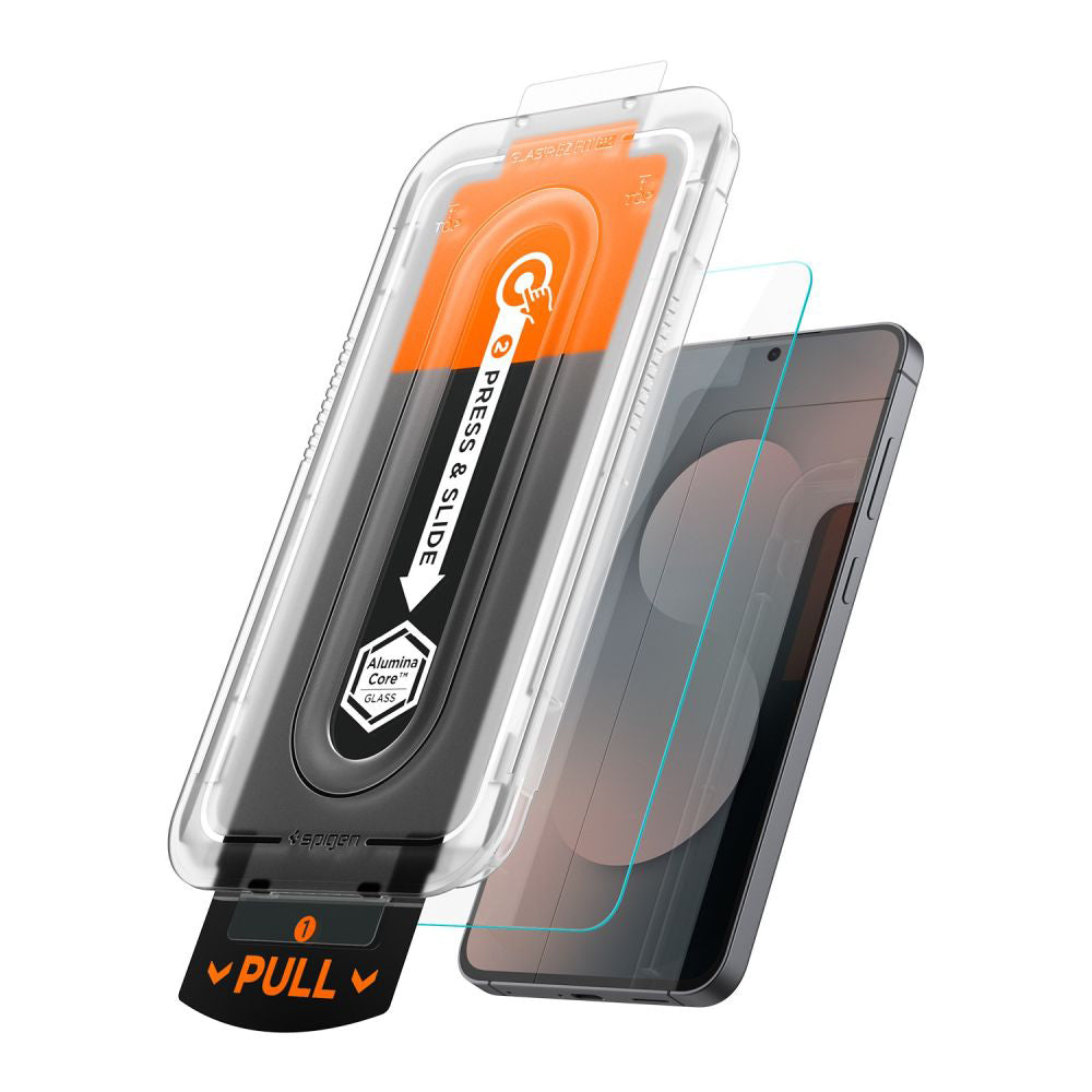 Schutzfolie Spigen GlastR EZ FIT Pro HD für Samsung Galaxy S25 FE, gehärtetes Glas, Full Glue AGL10203