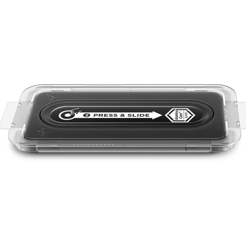 Schutzfolie Spigen GlastR EZ FIT Pro HD für Samsung Galaxy S25 FE, gehärtetes Glas, Vollkleber, Set mit 2 Stück AGL10202