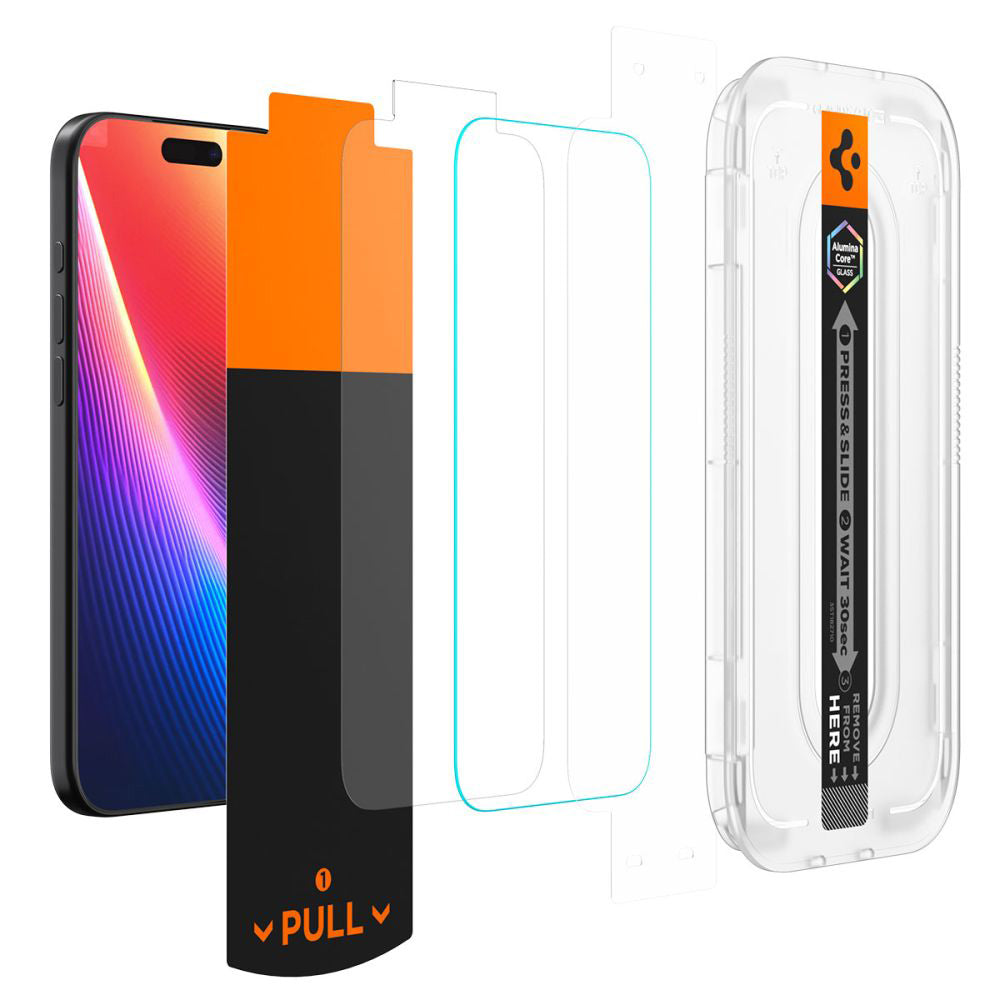 Schutzfolie Spigen GlastR EZ FIT Pro für Apple iPhone 17 Pro Max / 16 Pro Max, gehärtetes Glas, Vollkleber