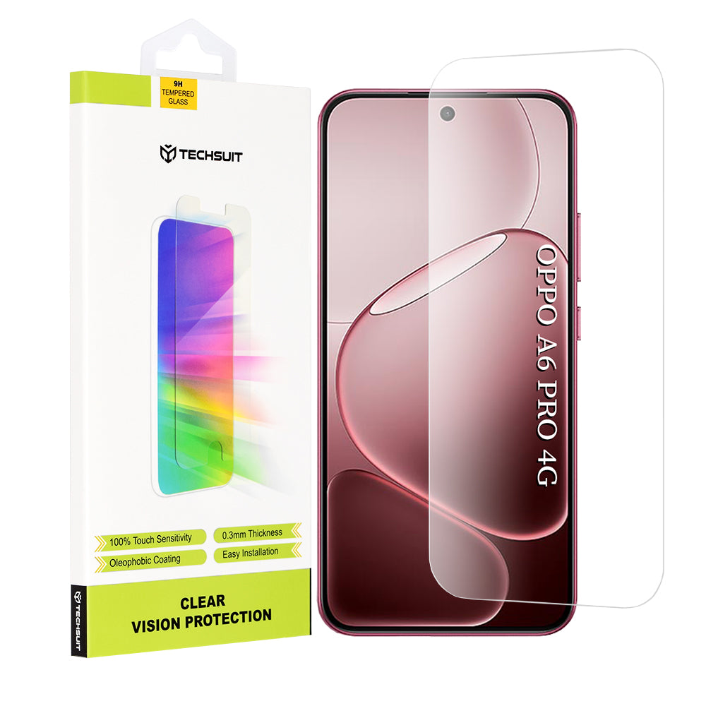Schutzfolie Techsuit Clear Vision für Oppo A6 Pro 5G / A6 Pro 4G, gehärtetes Glas, Vollkleber