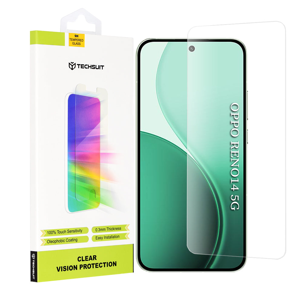 Schutzfolie Techsuit Clear Vision für Oppo Reno14, Gehärtetes Glas