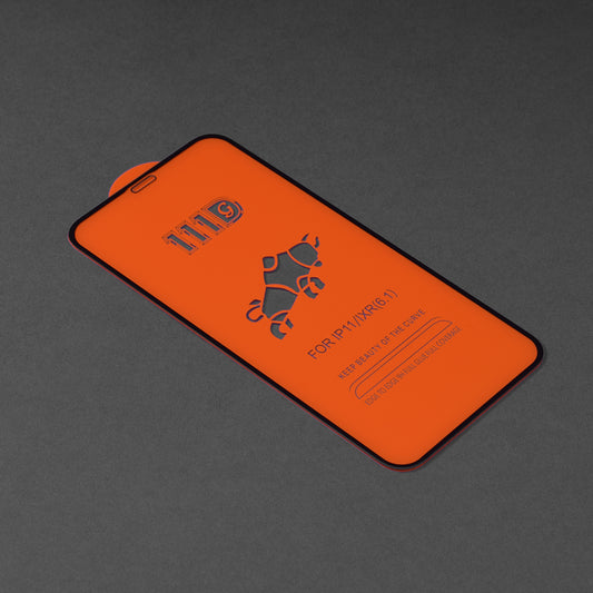 Techsuit Displayschutzfolie für Apple iPhone 11 / XR, gehärtetes Glas, Full Glue, 111D, Schwarz