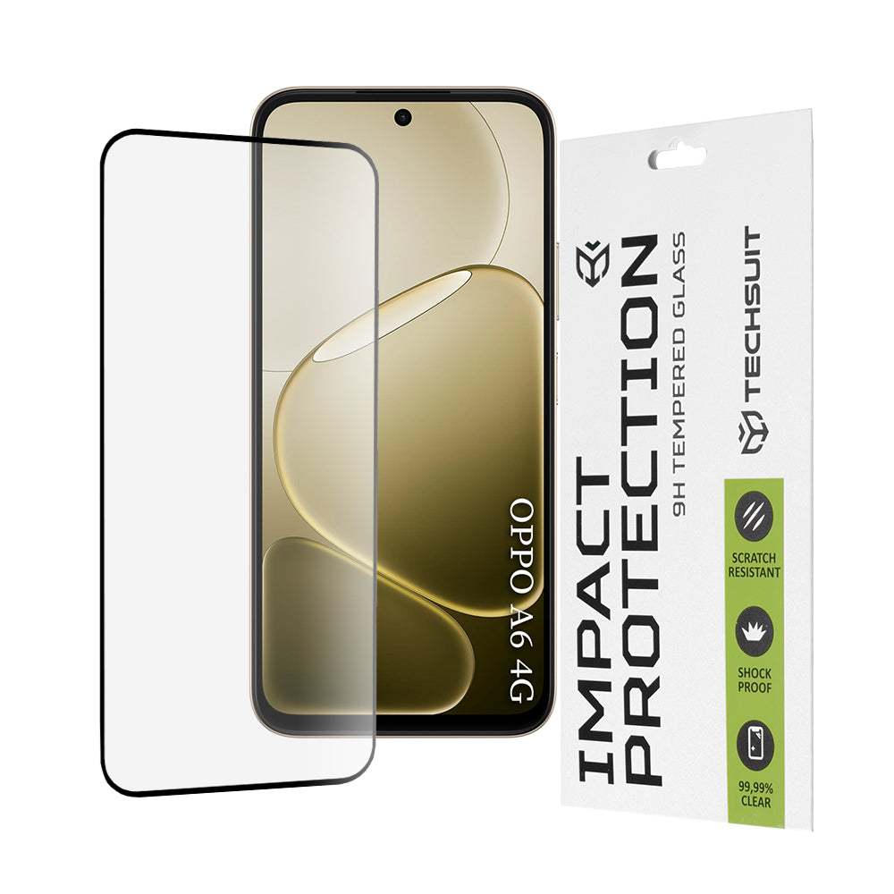 Techsuit Screen Protector for Oppo A6 4G, Tempered Glass, Full Glue, 111D, Black