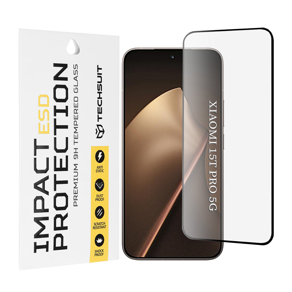 Techsuit Screen Protector for Xiaomi 15T Pro, Tempered Glass, Full Glue, Black