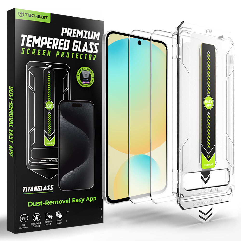 Techsuit TitanGlass CrystalHD Displayschutzfolie für Samsung Galaxy A56 A566 / S24 FE S721, gehärtetes Glas, Full Glue, 2er Set