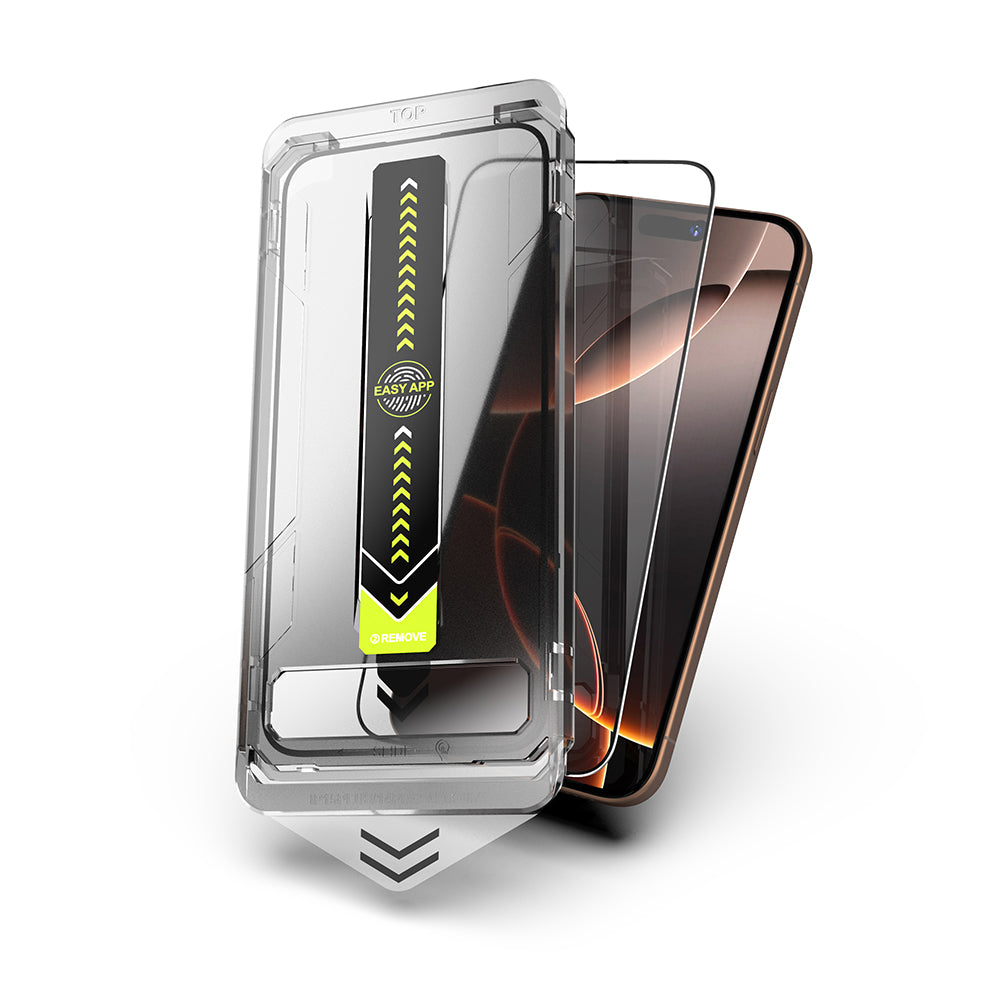 Schutzfolie Techsuit TitanGlass für Apple iPhone 17 / 16 Pro, gehärtetes Glas, Full Glue, Set mit 2 Stück, Schwarz