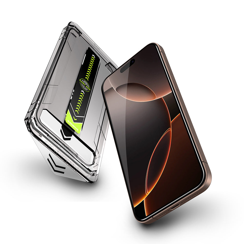 Schutzfolie Techsuit TitanGlass für Apple iPhone 17 / 16 Pro, gehärtetes Glas, Full Glue, Set mit 2 Stück, Schwarz