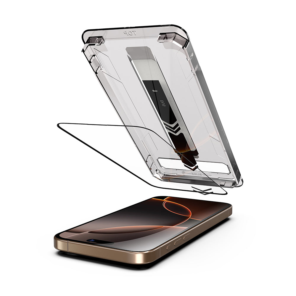 Schutzfolie Techsuit TitanGlass für Apple iPhone 17 / 16 Pro, gehärtetes Glas, Full Glue, Set mit 2 Stück, Schwarz