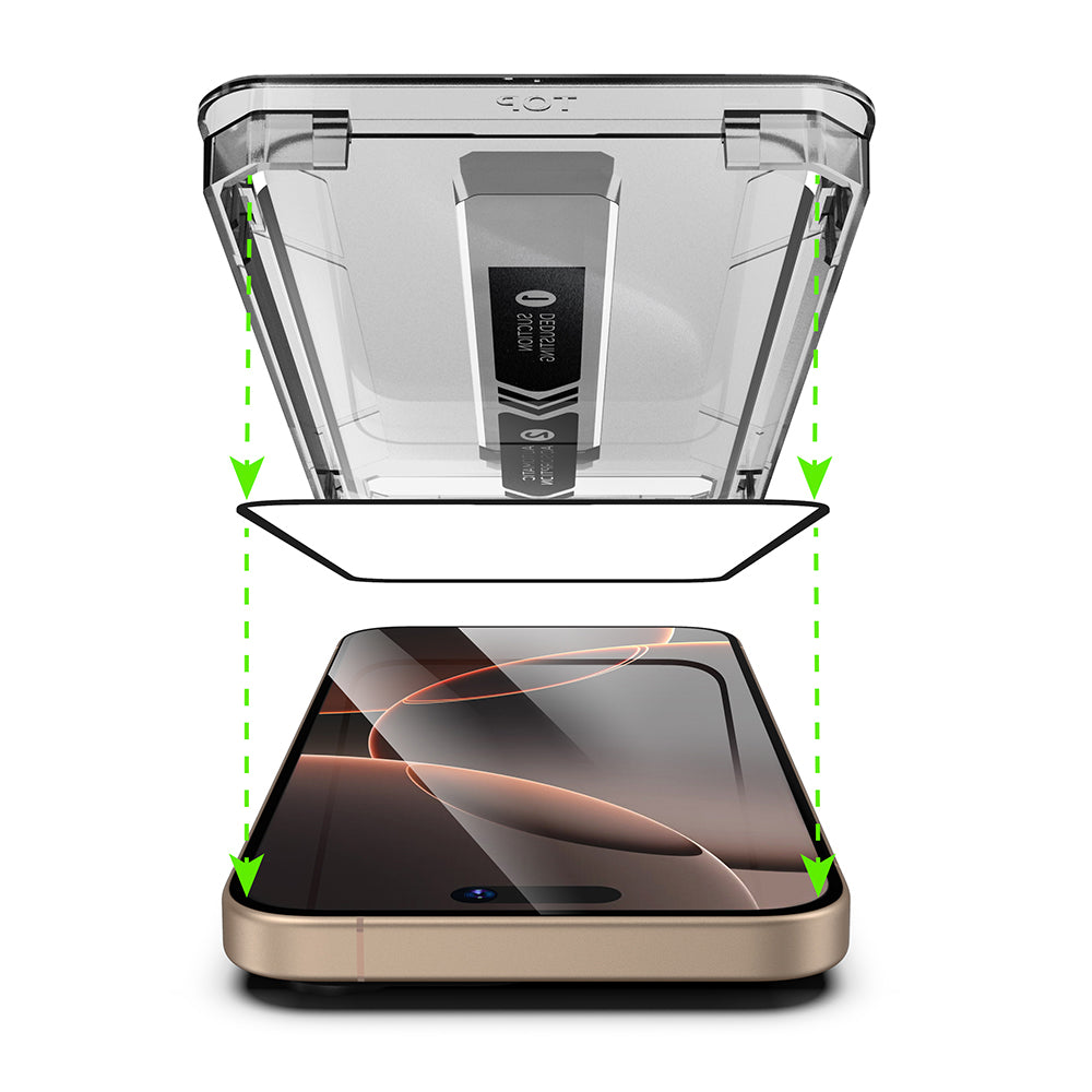 Schutzfolie Techsuit TitanGlass für Apple iPhone 17 / 16 Pro, gehärtetes Glas, Full Glue, Set mit 2 Stück, Schwarz