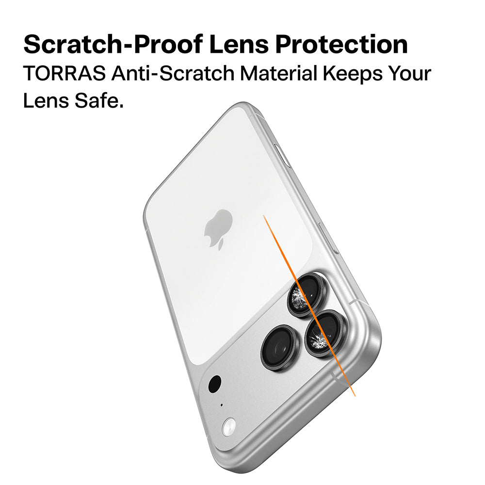 Torras Lensguard Rear Camera Protective Film for Apple iPhone 17 Pro Max / 17 Pro, Tempered Glass, Silver