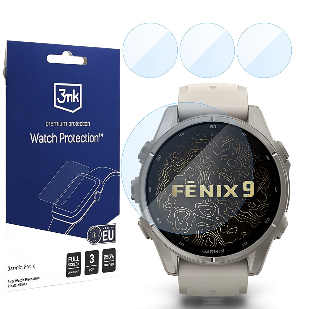3MK FlexibleGlass Schutzfolie für Garmin Fenix 9 43mm, 3er Set, Flexible Glas